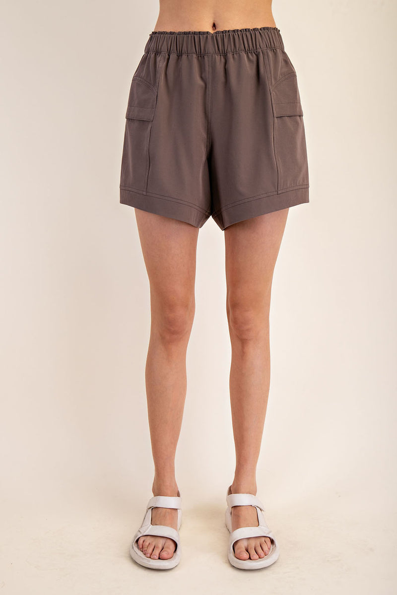 Care-Free Cool Girl Cargo Shorts - Espresso