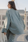 Luxe Lounge Long Sleeve Button Up Top - Limestone