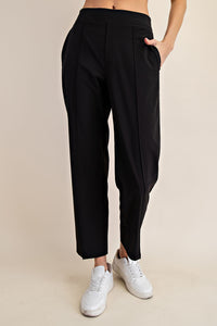 Luxe Lounge Crinkle Woven Crop Pants - Black