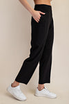 Luxe Lounge Crinkle Woven Crop Pants - Black