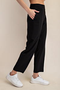 Luxe Lounge Crinkle Woven Crop Pants - Black