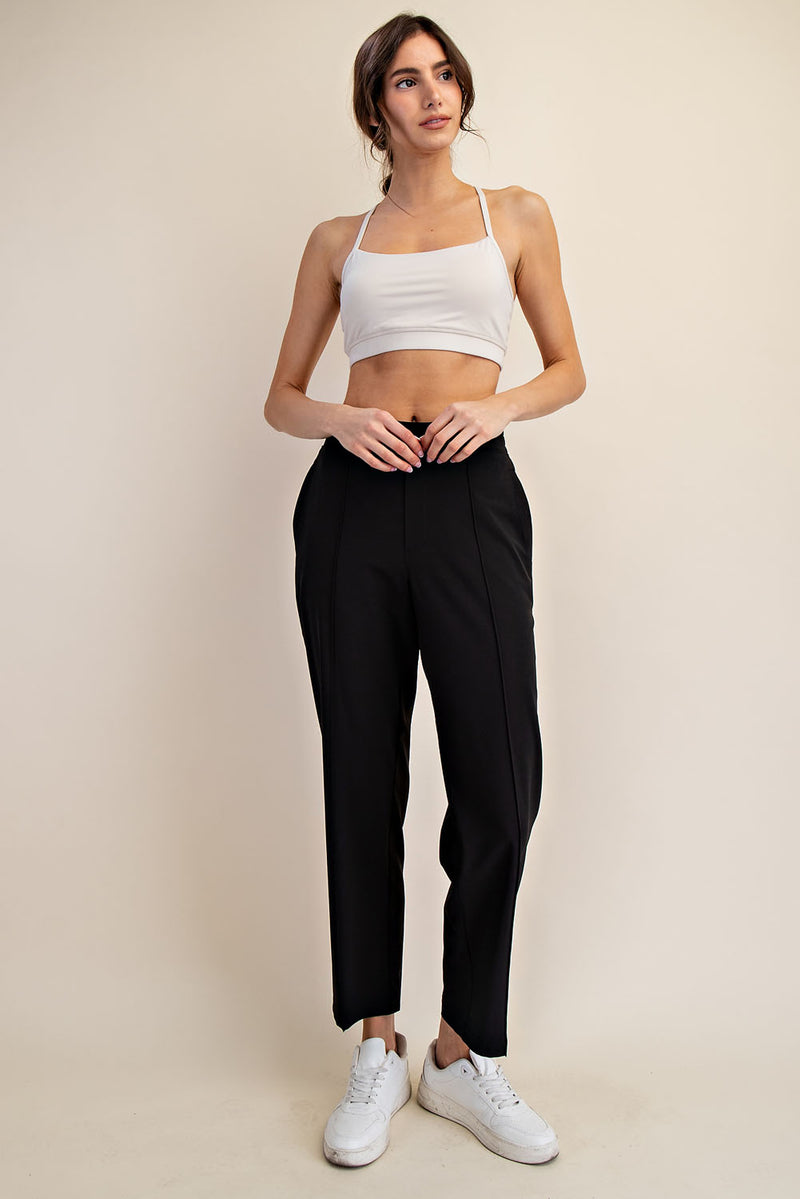 Luxe Lounge Crinkle Woven Crop Pants - Black