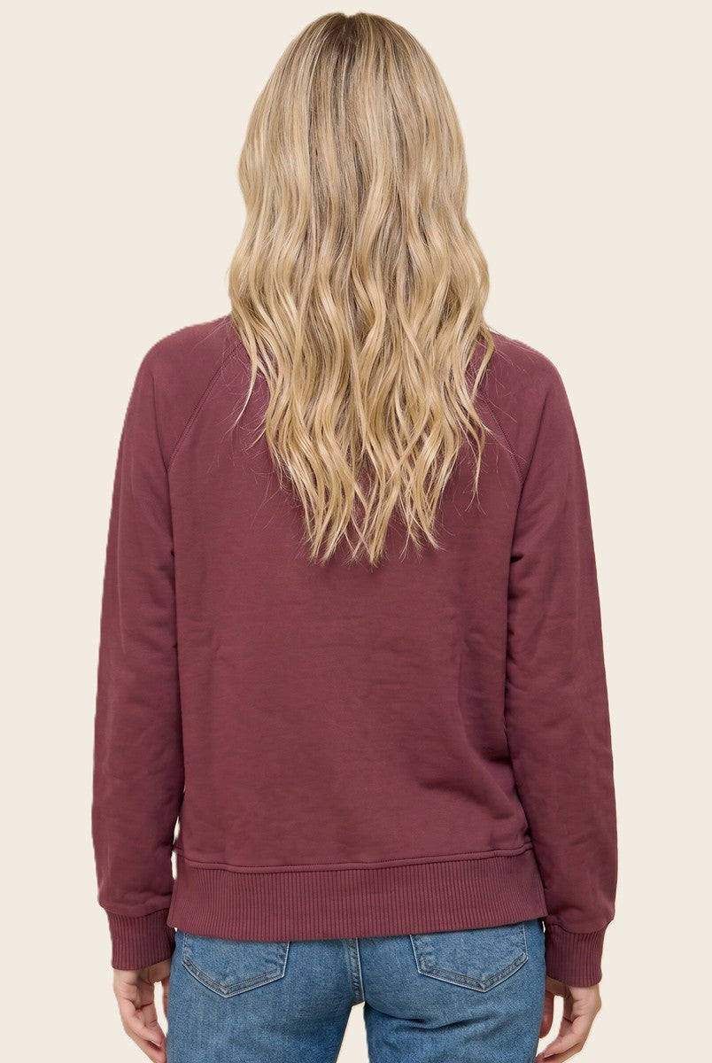 Cozy Season Long Sleeve Crew Neck Knit Pullover - Burgundy