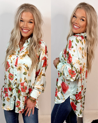 Feminine Flair Floral Button Up Blouse