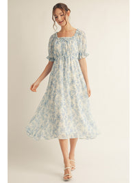 Barcelona Blues Printed Detailed Dress