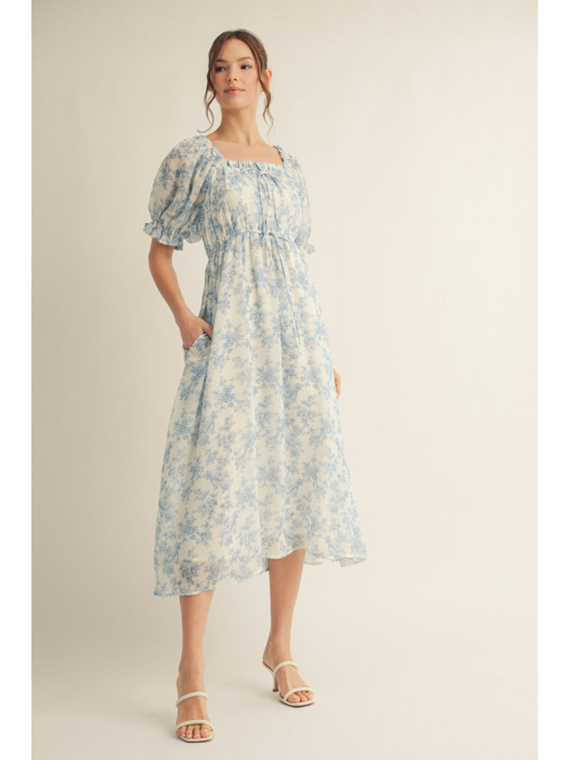Barcelona Blues Printed Detailed Dress