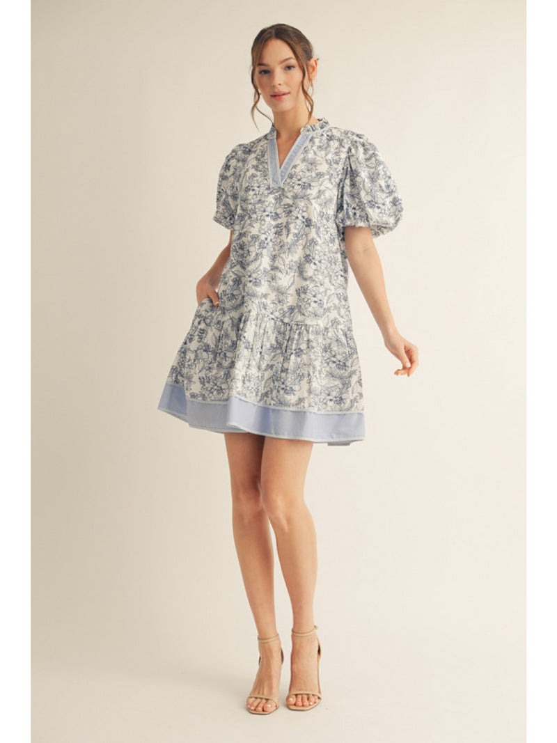 Blooming In Blue Floral Printed Dress