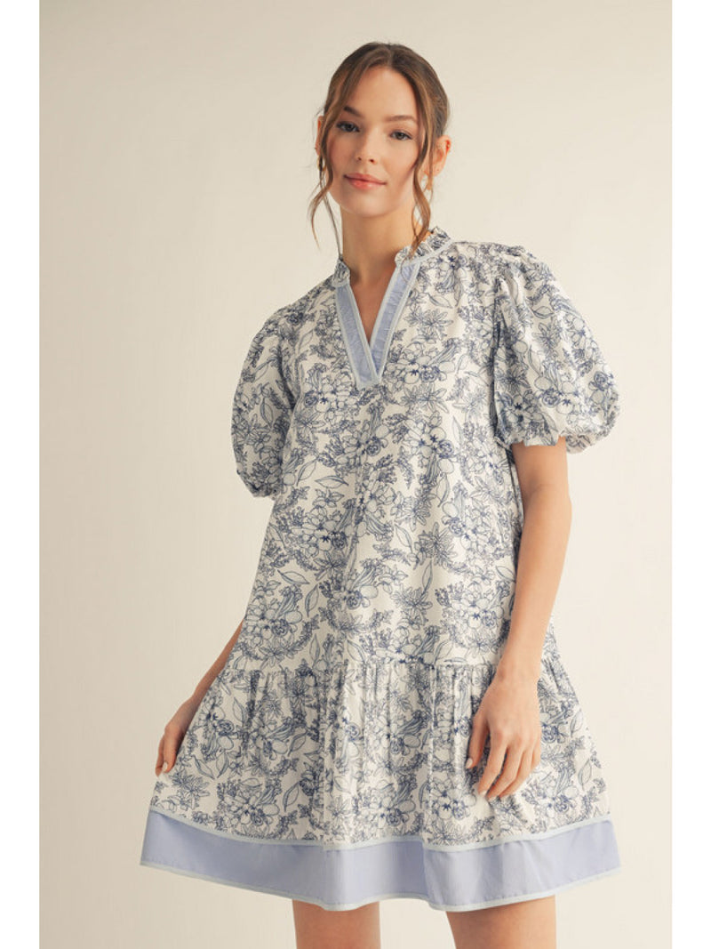 Blooming In Blue Floral Printed Dress
