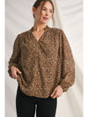 Made For Me Metallic Gold Speckled Leopard Blouse