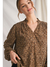 Made For Me Metallic Gold Speckled Leopard Blouse
