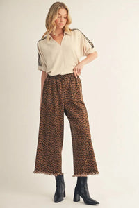 Courtside Chic Leopard Lined Collared Blouse