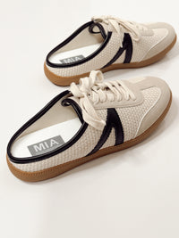 MIA Baron Off White + Black Slip On Mule Sneakers