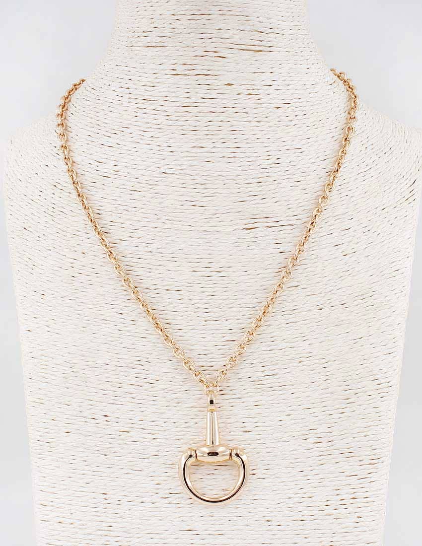 Gold Classic Chain with Gold Horsebit Charm 16"-18" Necklace