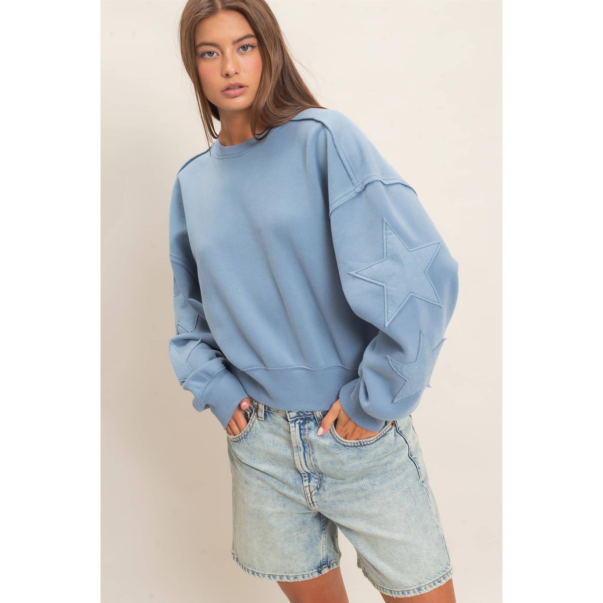 Star Spangled Sweatshirt in Dusty Blue