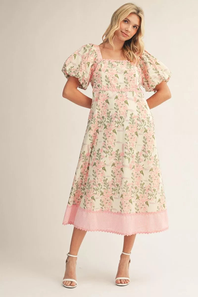 Sweet Magnolia Floral Puff Sleeve Dress