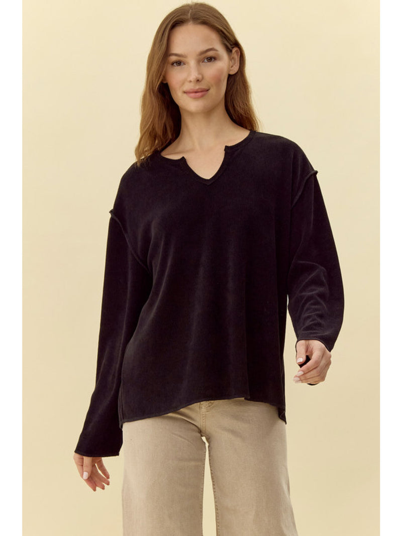 Wyoming Waffle Knit Textured Long Sleeve Top