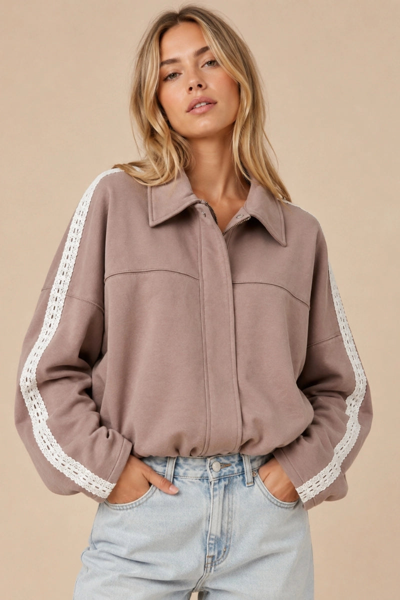 Montrose Mocha Lace Trimmed Jacket