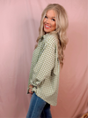 Gingham & Go Oversized Button Up Top - Light Green
