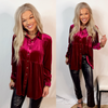 Warm Embrace Velvet Button Down Tunic - Ruby