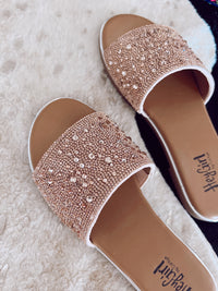 Pizzazz Champagne Rhinestone Slides