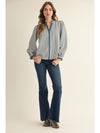 Daisy If You Do Denim Striped Contrast Trim Top