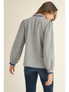 Daisy If You Do Denim Striped Contrast Trim Top