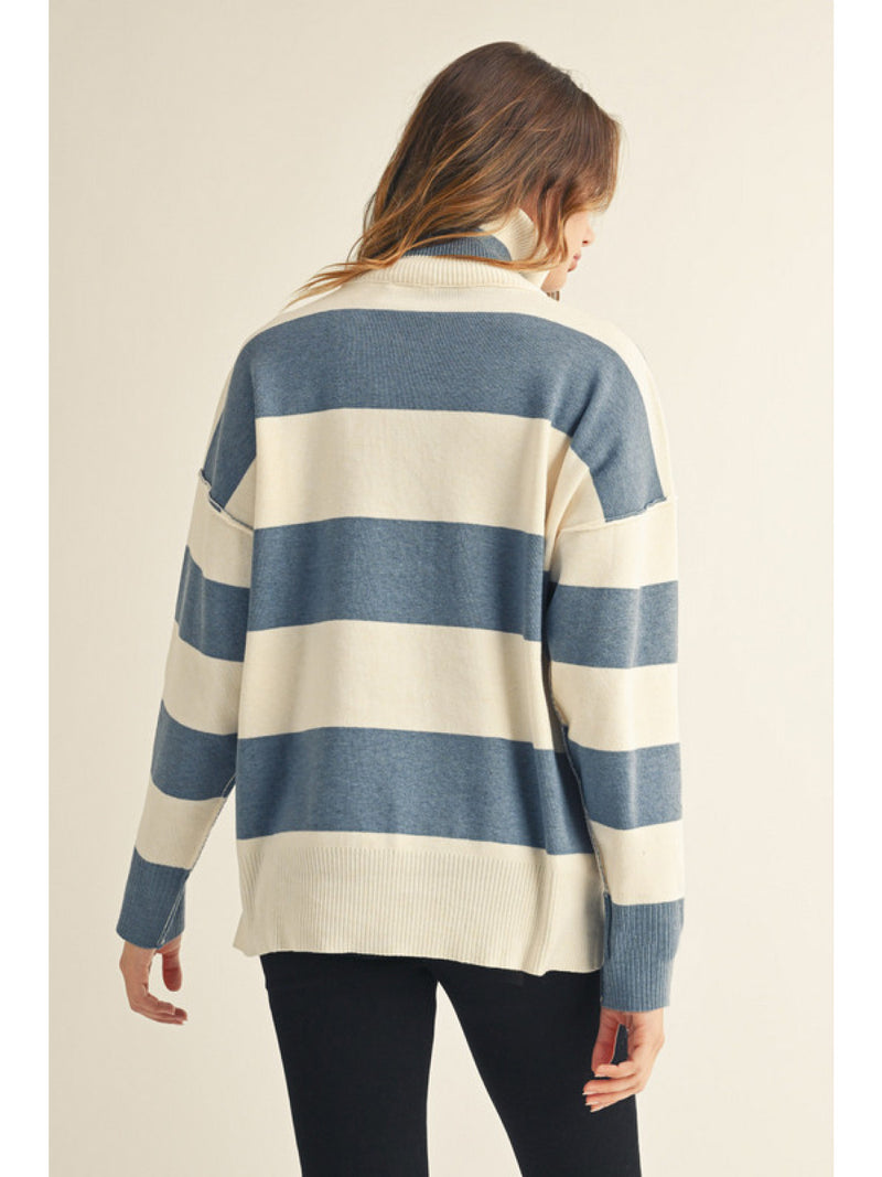 Cozy Country Club Striped Collared Pullover