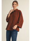 Easy Does It Button Up Collared Blouse - Brown