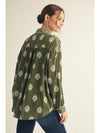 Fern & Fleur Printed Button Up Top - Olive
