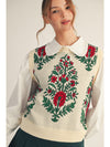Holiday Heirloom Floral Knit Sweater Vest / Top