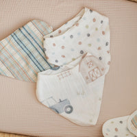 Charlie Farmhouse Set of 3 Cotton Muslin Bandana Bib Set