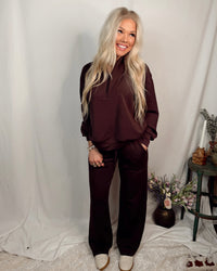 Cocoa Club Essential Luxe Basic Half Zip Pullover - Espresso