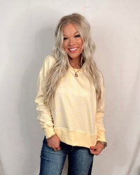 Lemon Drop Gingham Knit Pullover