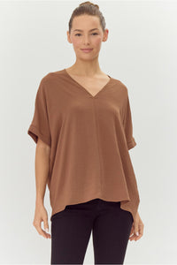 Swift Solid Everyday Basic Blouse - Mocha