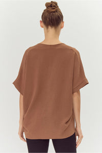 Swift Solid Everyday Basic Blouse - Mocha