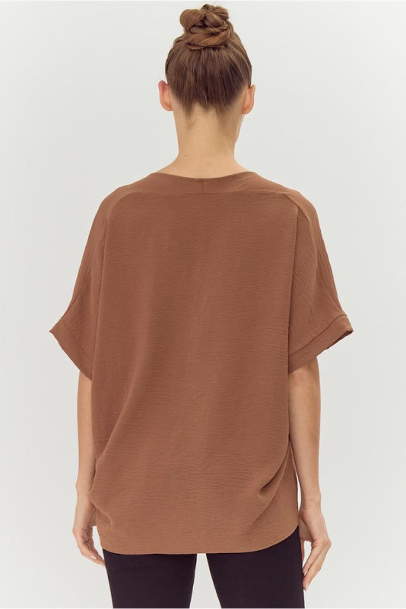 Swift Solid Everyday Basic Blouse - Mocha