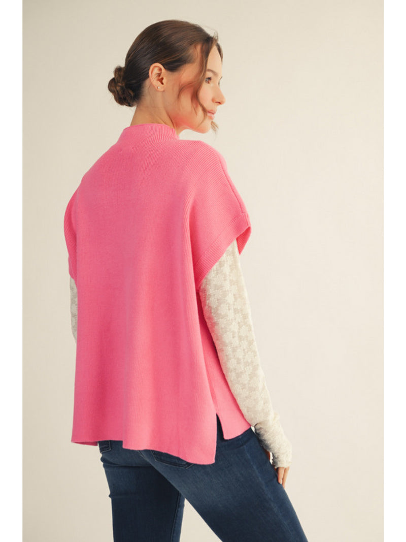 Picture Perfect Knit Sweater Top - Pink
