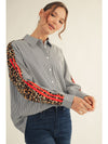 Taking Chances Chic Cheetah Striped Contrast Button Up Blouse