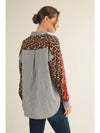 Taking Chances Chic Cheetah Striped Contrast Button Up Blouse
