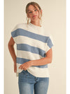 Stillwater Striped Knit Sweater Top - Denim & Off White