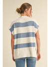 Stillwater Striped Knit Sweater Top - Denim & Off White