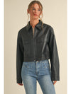 Slick n Sleek Pleather Crop Jacket - Black