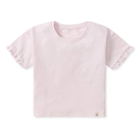Girls Light Pink Drop Shoulder Ruffle T-Shirt