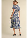 Botanical Blues Printed Midi Dress