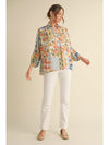 Hues of Botanical Blues Floral Printed Blouse