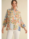 Hues of Botanical Blues Floral Printed Blouse