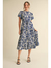 Botanical Blues Printed Midi Dress