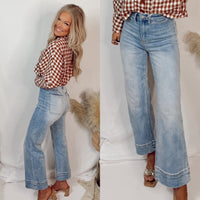 Dreamweaver Denim High Rise Wide Leg Cropped Jeans