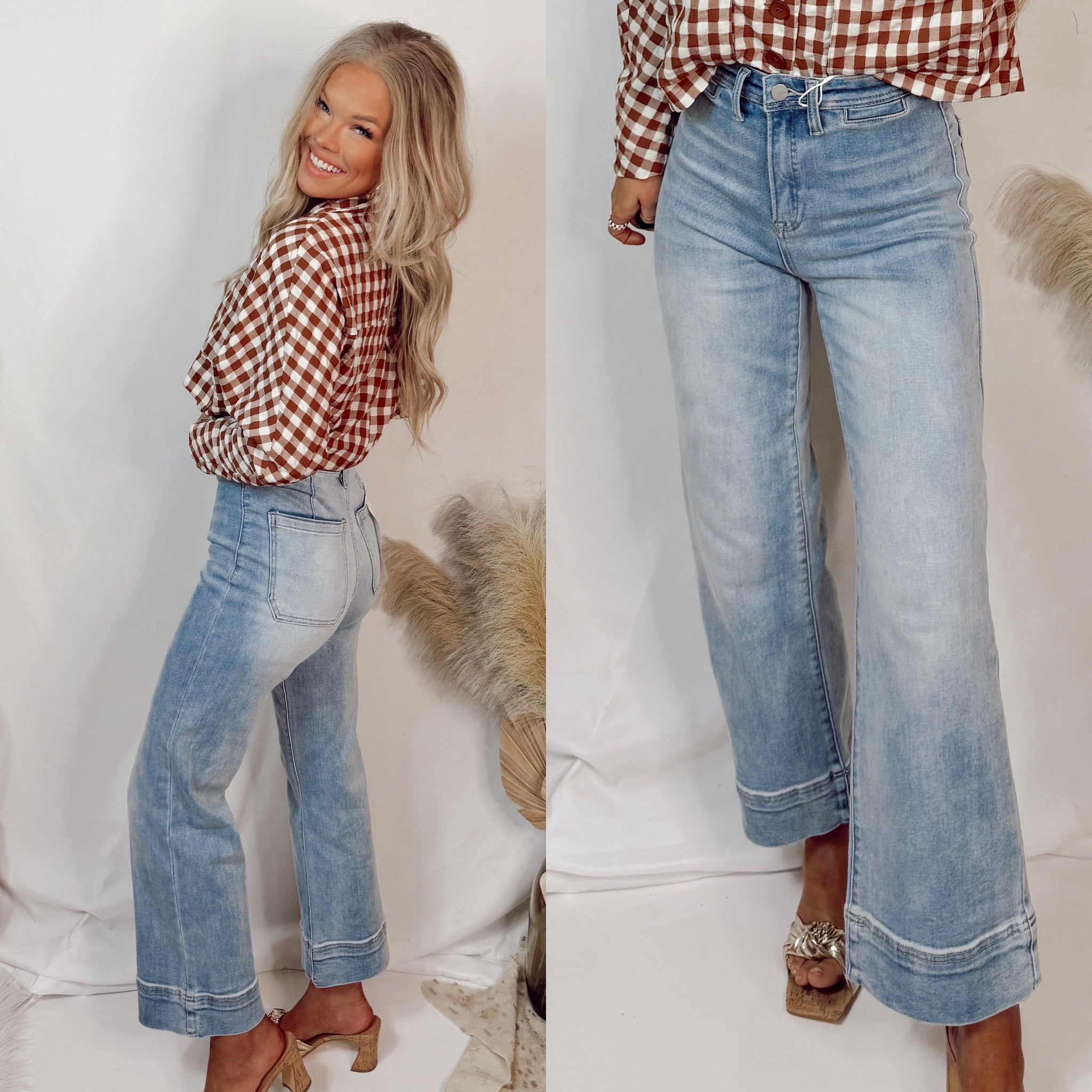Dreamweaver Denim High Rise Wide Leg Cropped Jeans