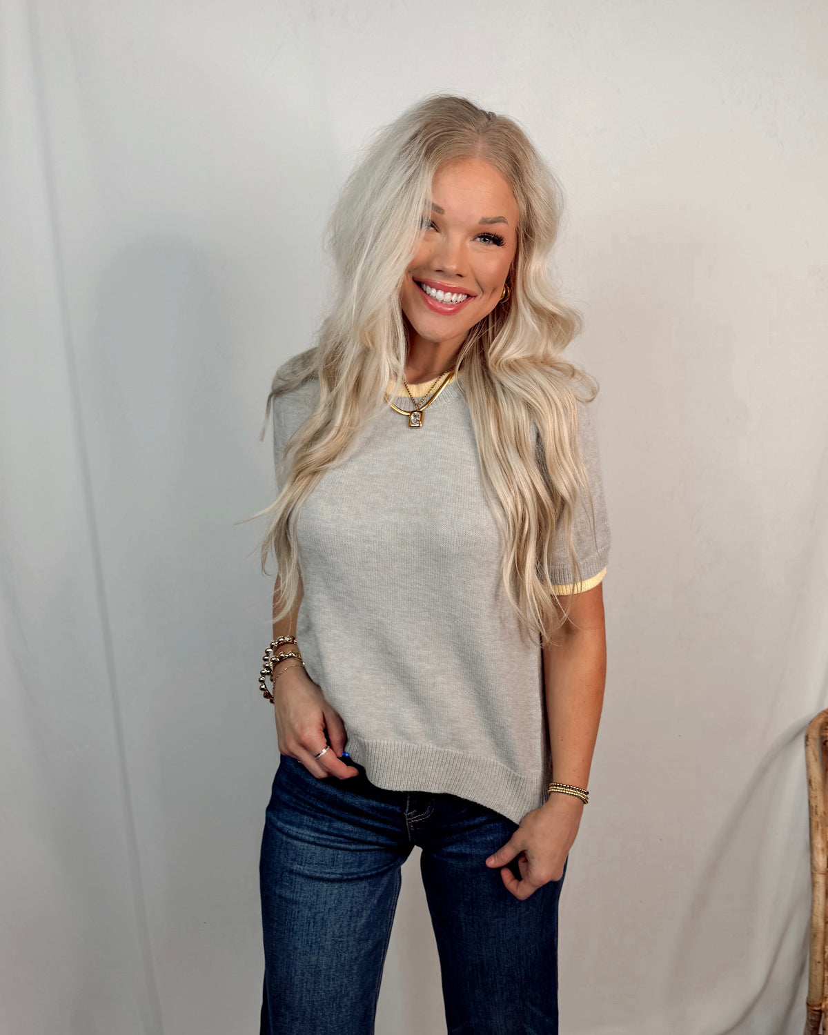 Sunshine On A Cloudy Day Contrast Trim Knit Top